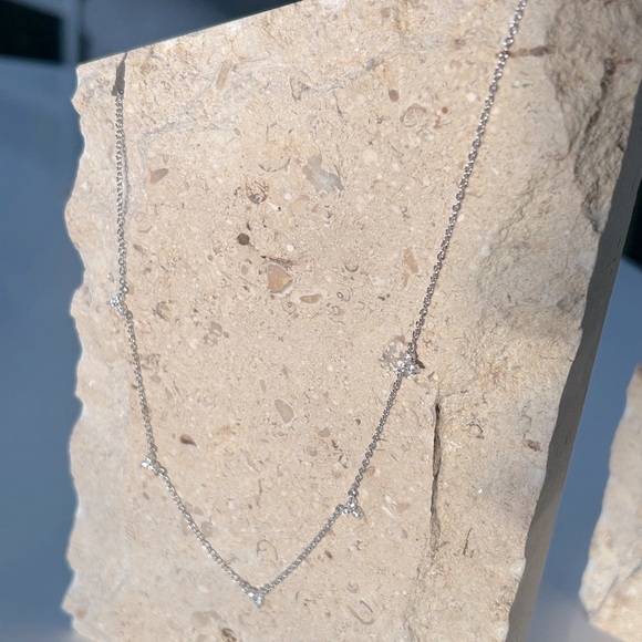 Omylulu Jewelry - Edelweiss Sterling Silver or 14k Gold-Plated Necklace with CZ flower clusters